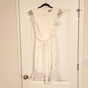 White Dress w/Sheer Ruffle Sleeves